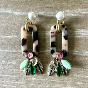 Elegant Tortoiseshell and Gemstone Earrings